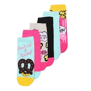 NWT Betsey Johnson 6-Pack Pretzel & Popcorn Socks